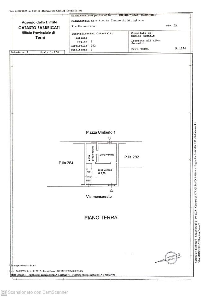 Negozio in Via Monserrato, Attigliano, {3} - Planimetria 1