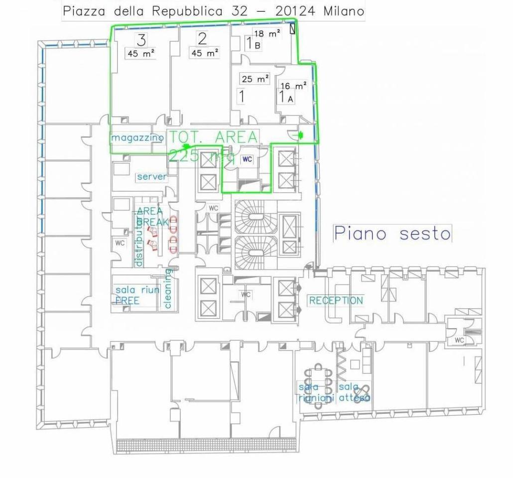 Ufficio in Piazza della Repubblica 32, Milano, {3} - Planimetria 1