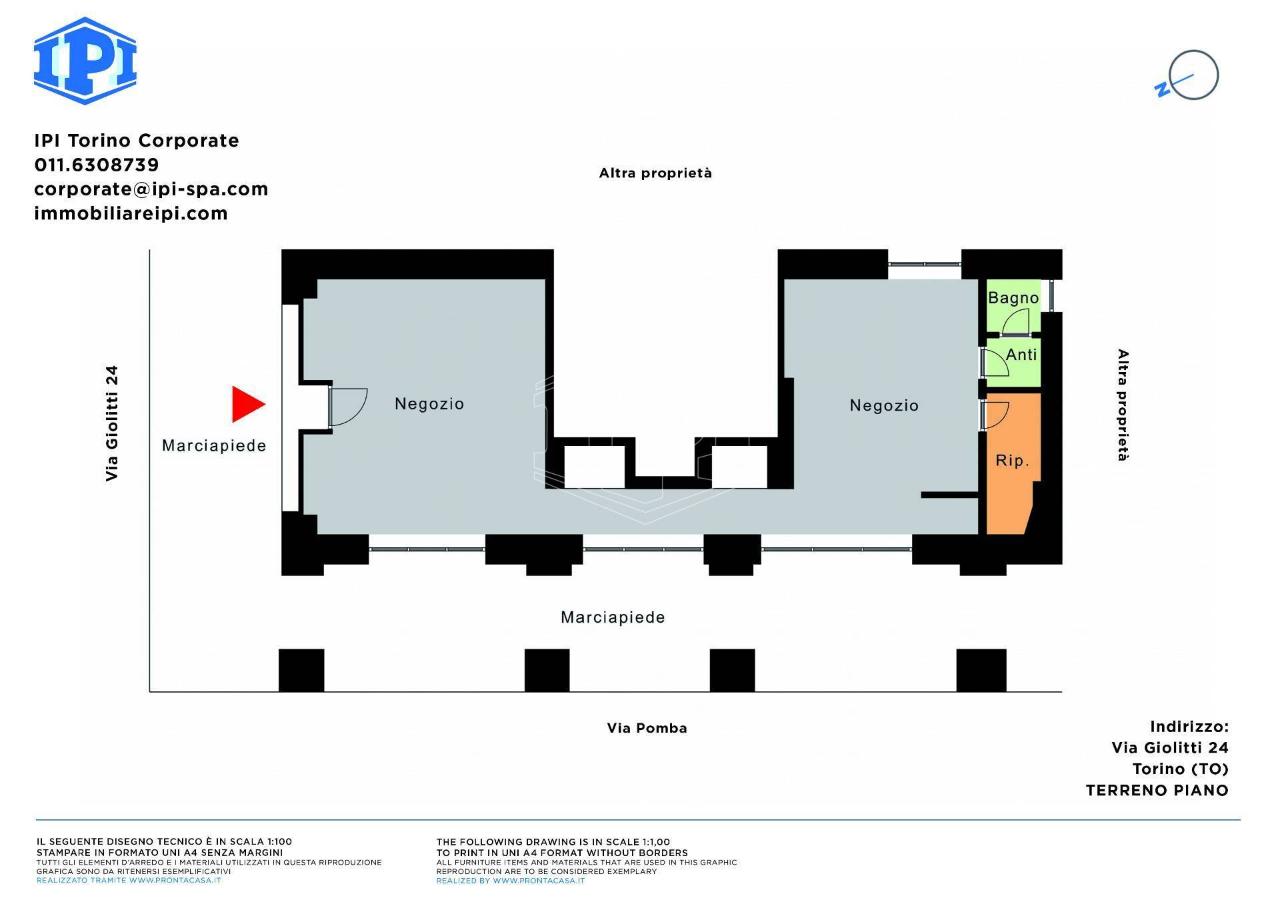 Negozio in Via Giovanni Giolitti 24, Torino, {3} - Planimetria 1