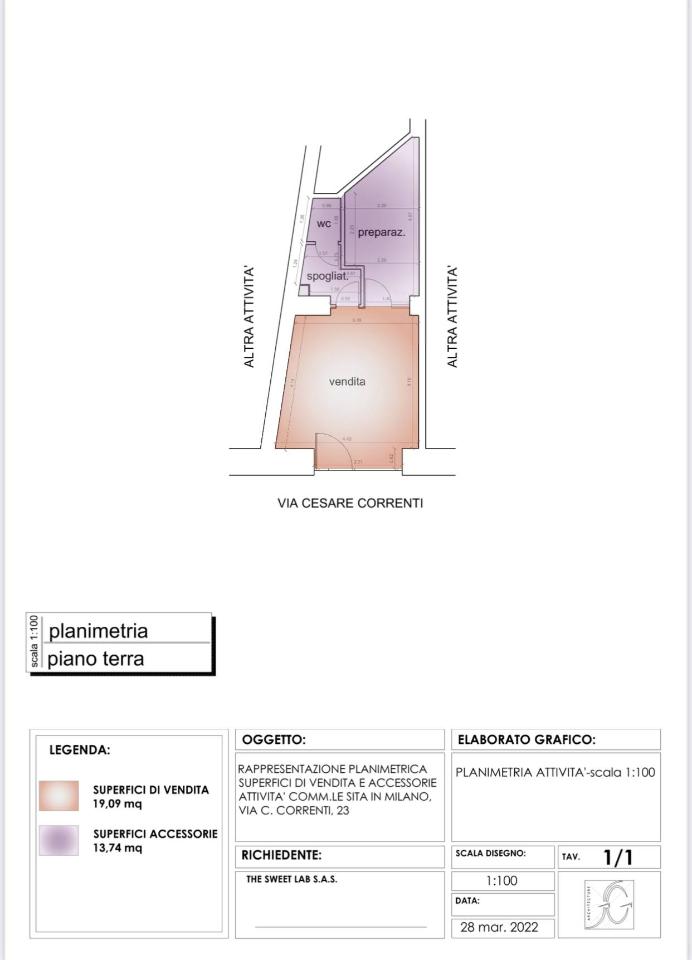 Negozio in Via Cesare Correnti, Milano, {3} - Planimetria 1