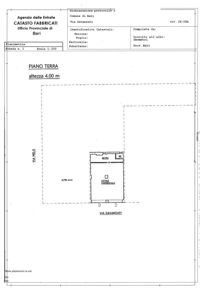 Negozio in Via Davanzati  24, Bari, {3} - Planimetria 1
