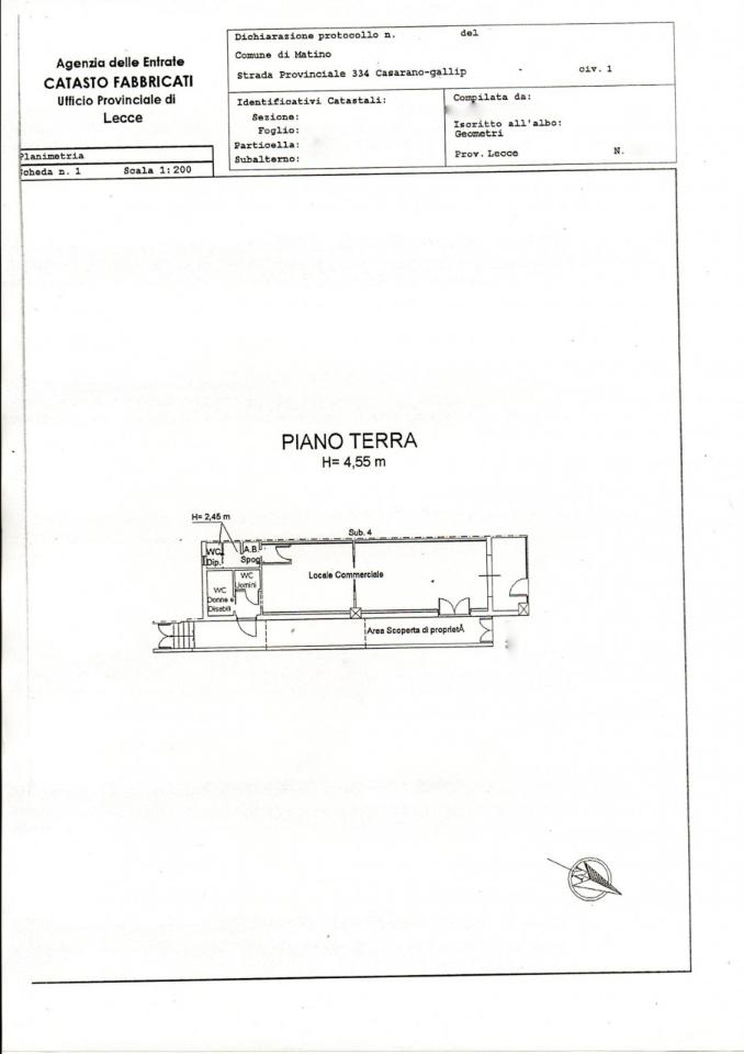 Negozio in Strada Provinciale Casarano alla Parabita Collepasso, Matino, {3} - Planimetria 1