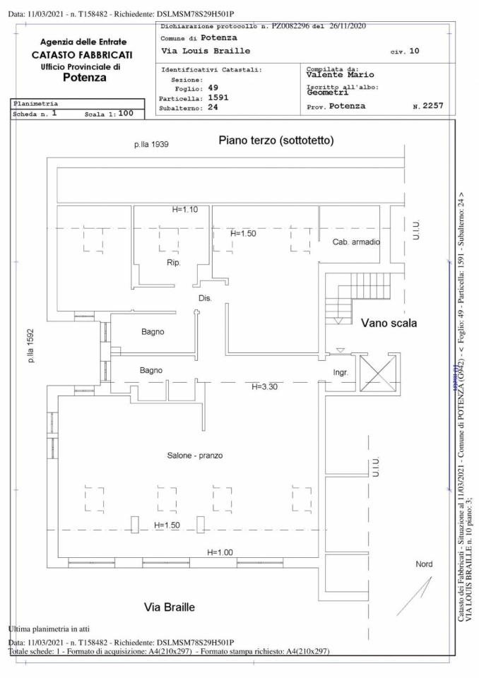 Attico in vendita, Via Louis Braille 10, Potenza - Planimetria 1