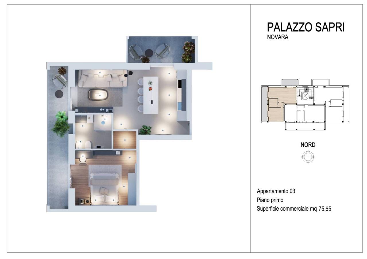 Bilocale in vendita, Via Sapri 6, Novara - Planimetria 1