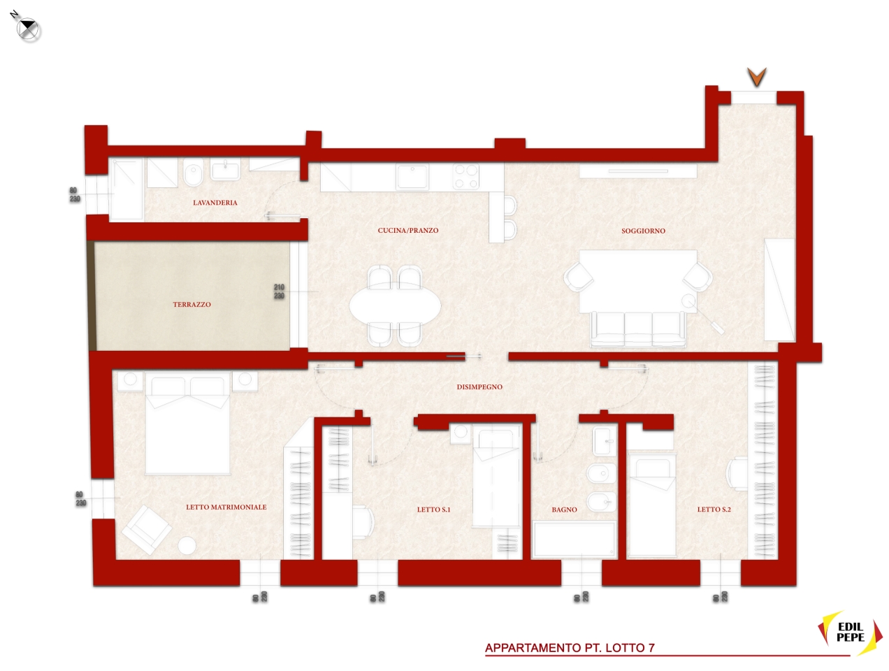 Vierzimmerwohnung in {3}, Via Caduti di Nassiriya - Grundriss 1