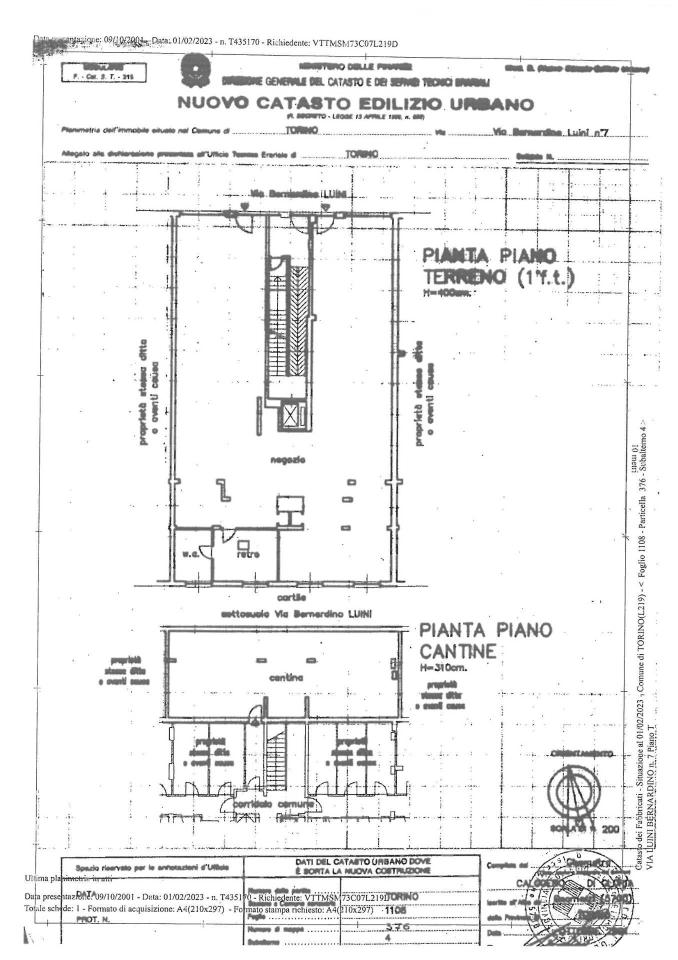 Negozio in Via Bernardino Luini 7/B, Torino, {3} - Planimetria 1