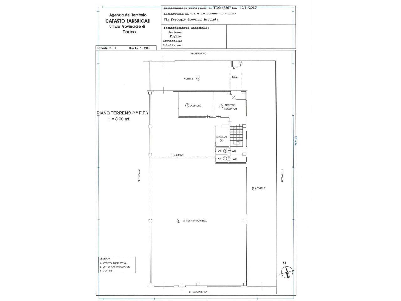 Capannone in Via Giovanni Battista Feroggio, Torino, {3} - Planimetria 1