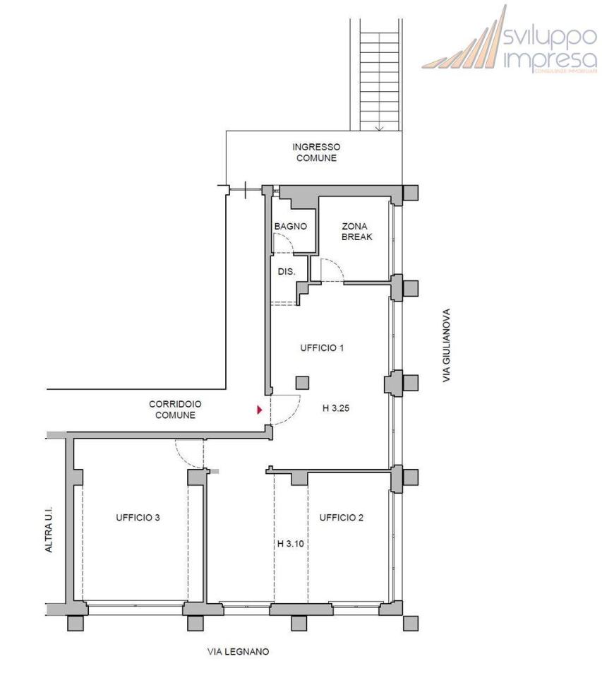 Ufficio in Via Giulianova 1, Milano, {3} - Planimetria 1