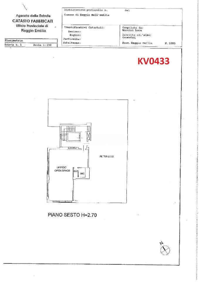 Ufficio in Via Umberto Saba 40, Reggio Emilia, {3} - Planimetria 1