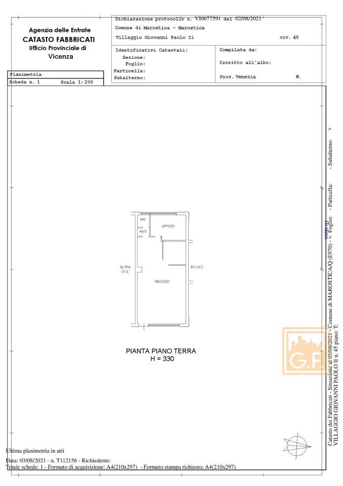 Negozio in Villaggio Giovanni Paolo II 45, Marostica, {3} - Planimetria 1