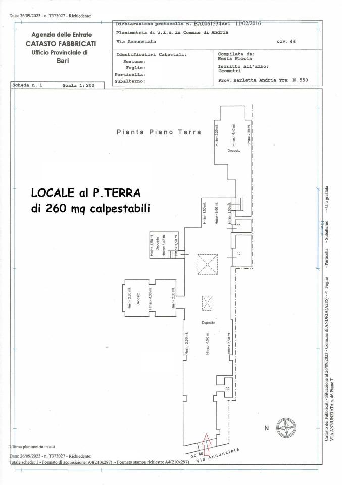 Negozio in Via Annunziata 46, Andria, {3} - Planimetria 1