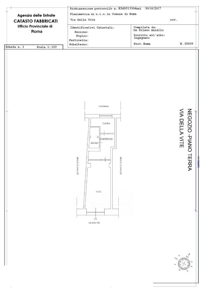 Negozio in Via della Vite, Roma, {3} - Planimetria 1
