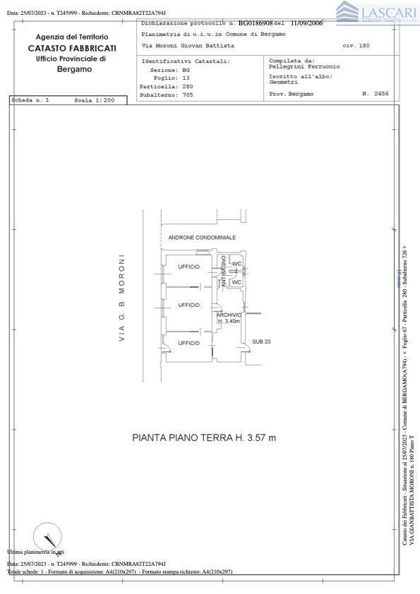 Ufficio in Via Moroni 174, Bergamo, {3} - Planimetria 1
