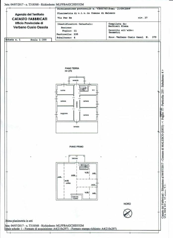 Appartamento in vendita, Via per Re 45, Malesco - Planimetria 1