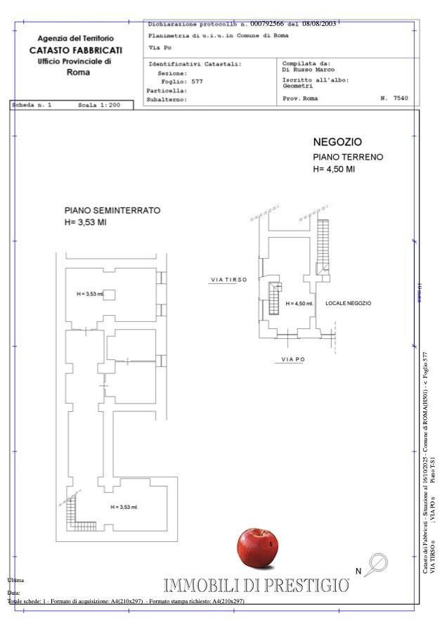 Negozio in Via Po, Roma, {3} - Planimetria 1