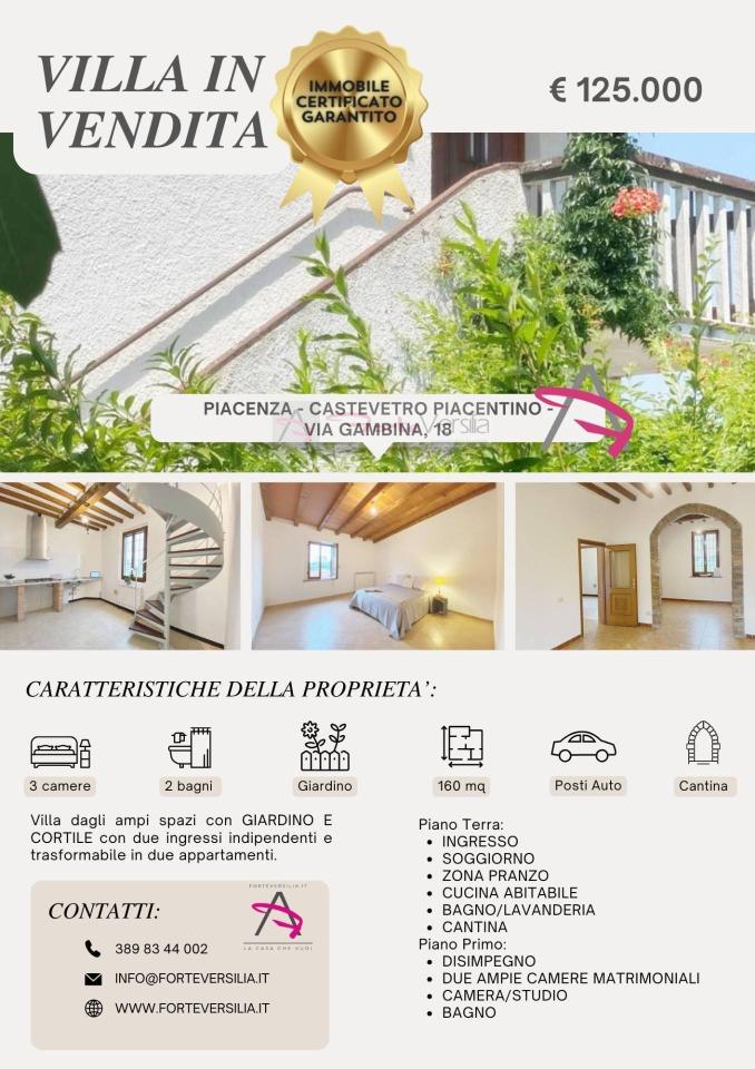Villa in vendita a Castelvetro Piacentino