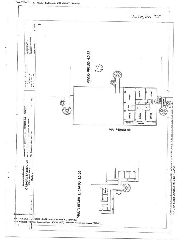 Ufficio in Via Gian Battista Pergolesi 194, Modena, {3} - Planimetria 1