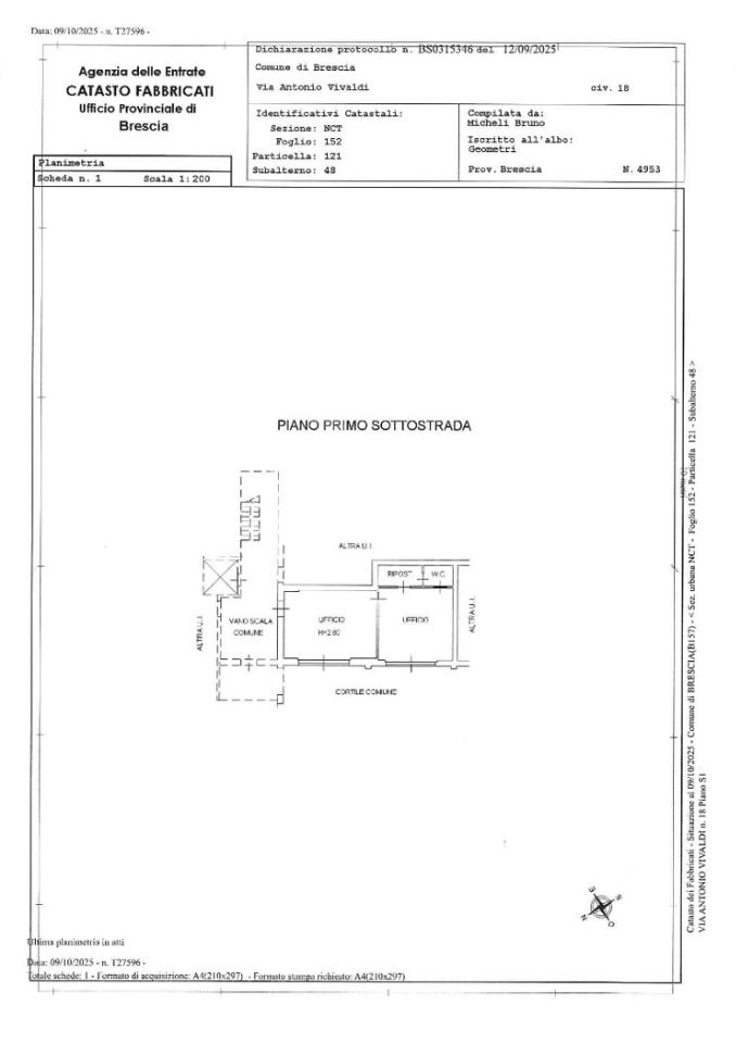 Ufficio in Via Antonio Vivaldi  18, Brescia, {3} - Planimetria 1
