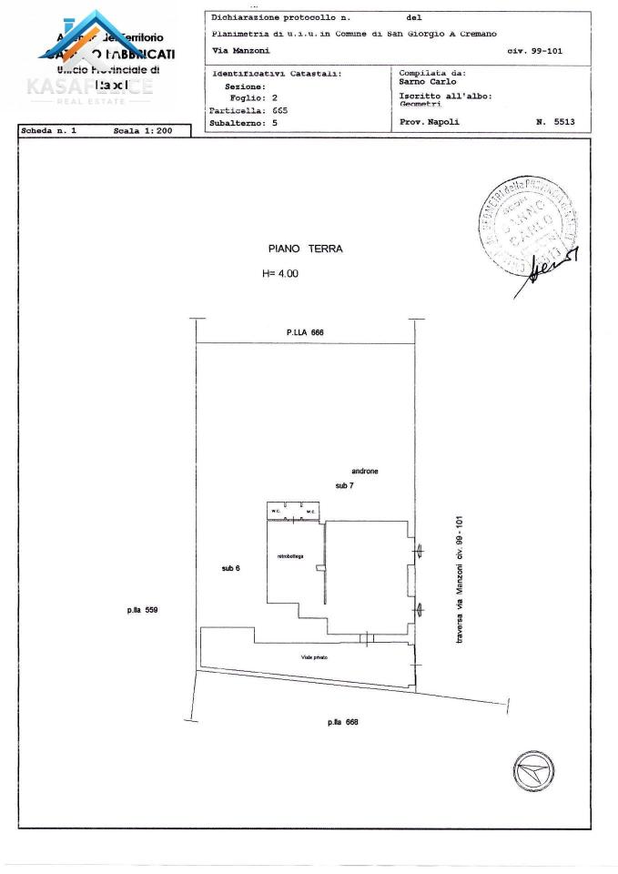 Negozio in Via Manzoni 97/99, San Giorgio A Cremano, {3} - Planimetria 1