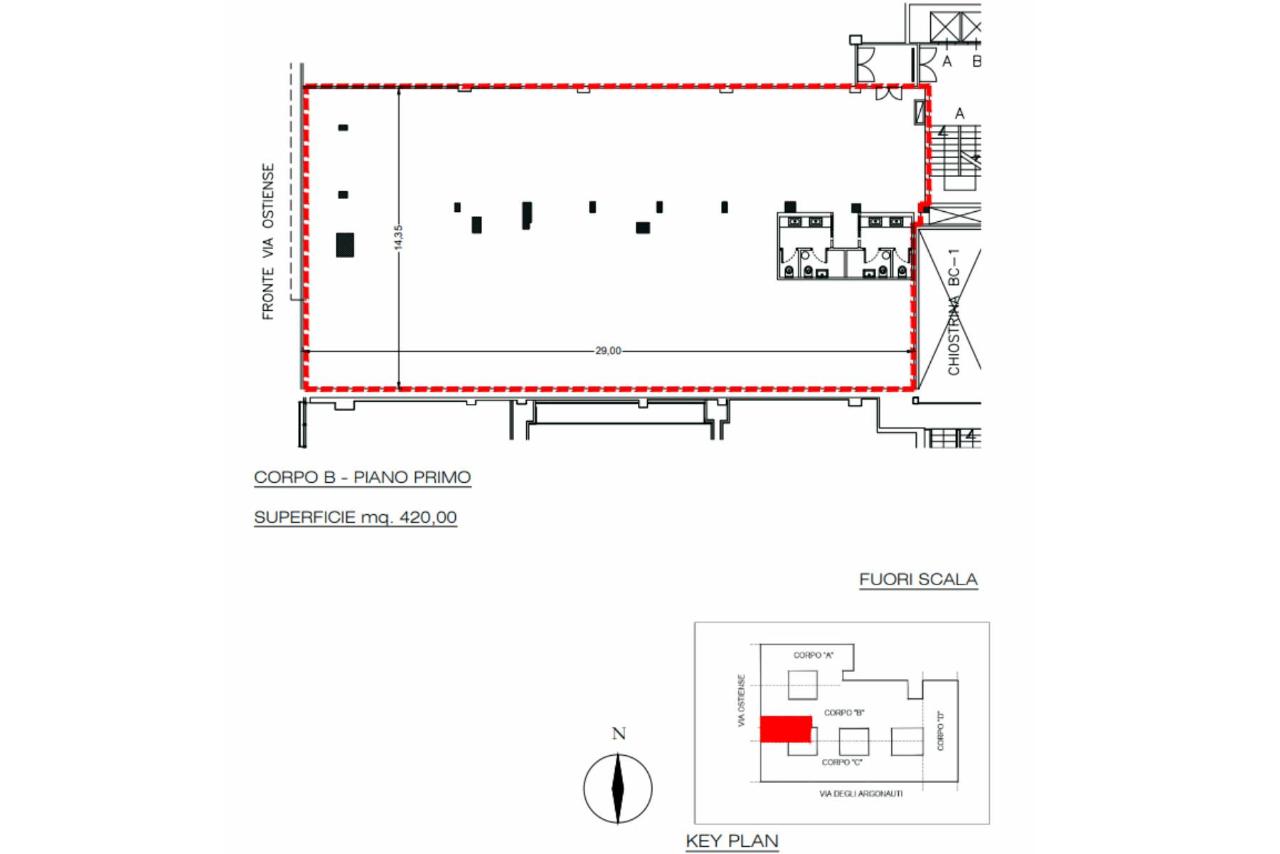 Ufficio in Via Ostiense, 131l, 00154, Roma, {3} - Planimetria 1