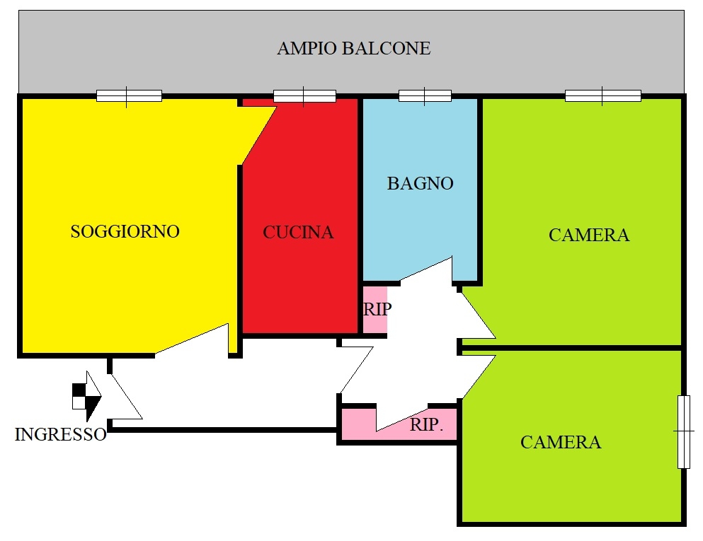 Trilocale in Via Volturno, Brugherio - Planimetria 1