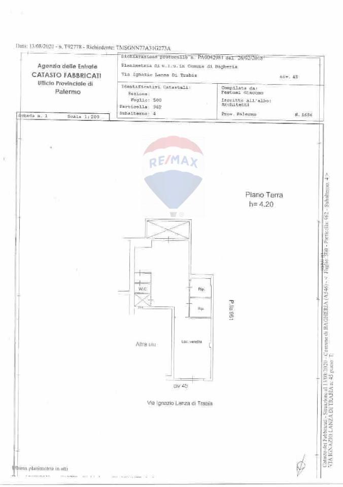 Negozio in Via Ignazio Lanza di Trabia 43, Bagheria, {3} - Planimetria 1