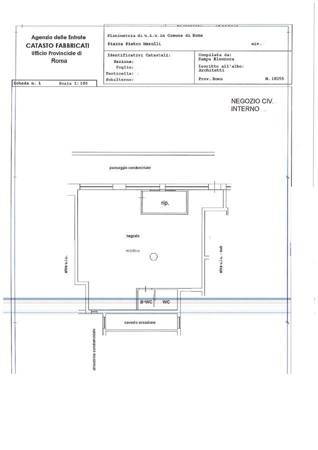 Negozio in Piazza Pietro Merolli, Roma, {3} - Planimetria 1